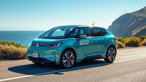 Sleek Volkswagen ID.Buzz 2027 launch, parked by the ocean.