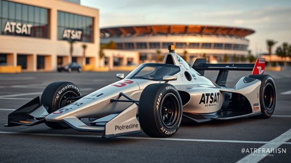 Sleek IndyCar at IndyCar Grand Prix Arlington Street Circuit near stadium.