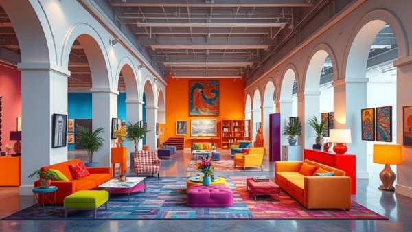 Modern interior showcasing color theory for home decor, vibrant elements.