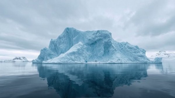 Majestic iceberg in the Antarctic region, symbolizing the Doomsday Glacier.