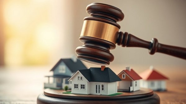 Miniature houses with gavel highlighting probate delays in home management.