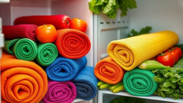 Colorful fridge mats in refrigerator with vegetables, Choosing the Right Fridge Mats