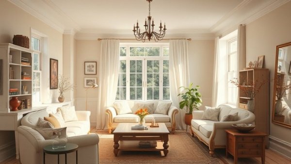 Classic white living room showcasing paint colors out of style in 2026.
