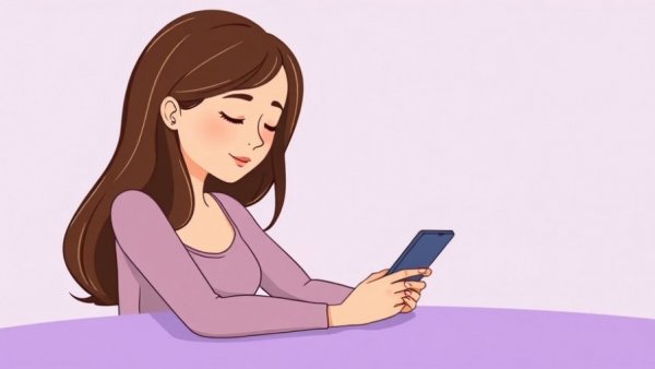 Illustration of a woman reading tablet for meditation, setting future intentions.