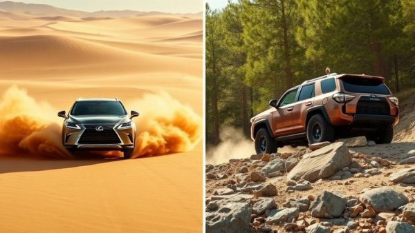 Toyota Lexus leftover 2025 inventory featuring SUV models in diverse terrains