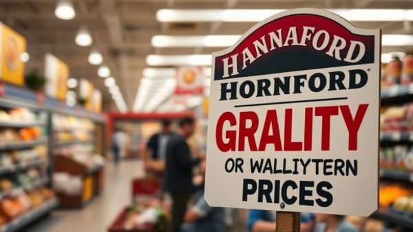 Hannaford grocery store prices and quality issues highlighted by sign
