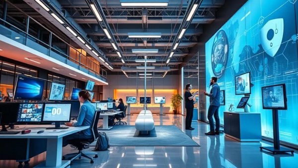 Innovative Henof.com Tech office space, featuring modern gadgets.