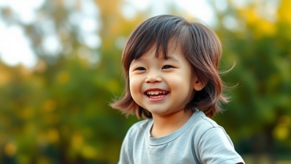 Child enjoying their first haircut's emotional significance in a sunny park.