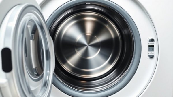Open washing machine drum drying out, highlighting cleanliness.