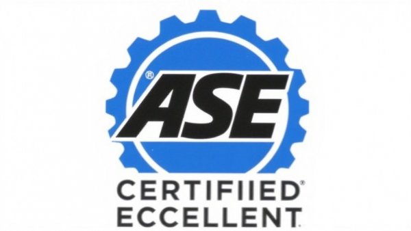 ASE certification logo representing lift safety in automotive repair.