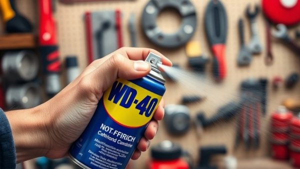 Hand spraying WD-40 in a workshop, showing surprising ways to use WD-40.