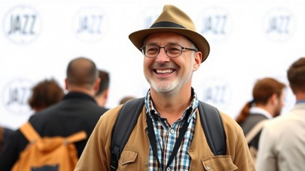 Middle-aged man smiling at jazz event, Bruce Willis life expectancy.