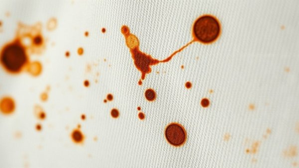 Close-up of rust-stained white fabric for stain removal tips.