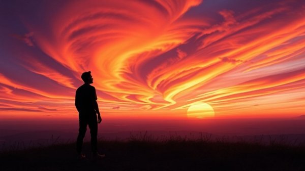 Silhouette at vibrant sunset symbolizes navigating grief and addiction.