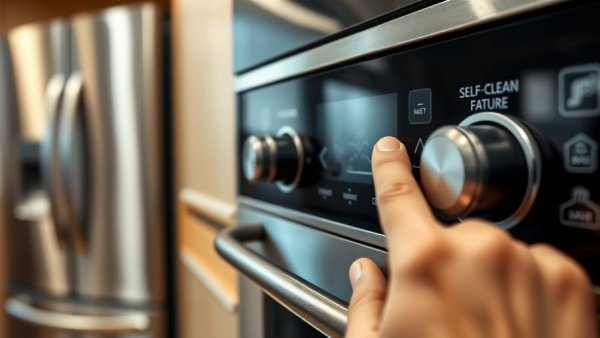 Person using oven's self-cleaning feature, showcasing dangers.