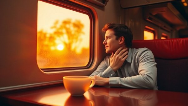 Couple uncover happiness through connection on a train.