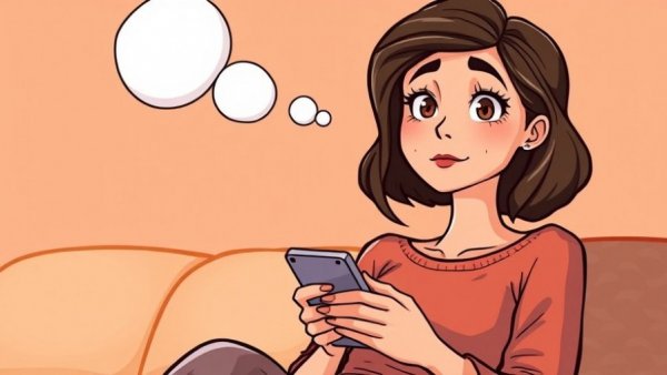 Thoughtful woman holding smartphone displaying healthy boundaries.