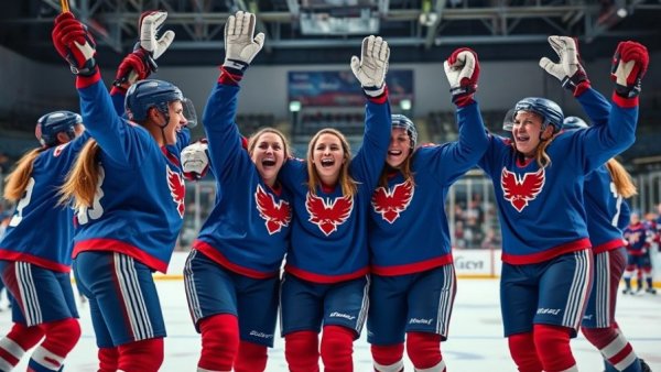 2026 Winter Olympics highlights: Ice hockey team celebrating victory.