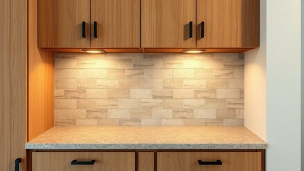 Modern kitchen with popular tile options in light stone.