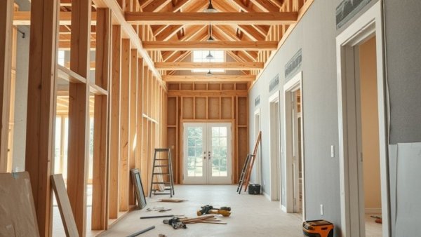 Mid-renovation home experience in a bright hallway.