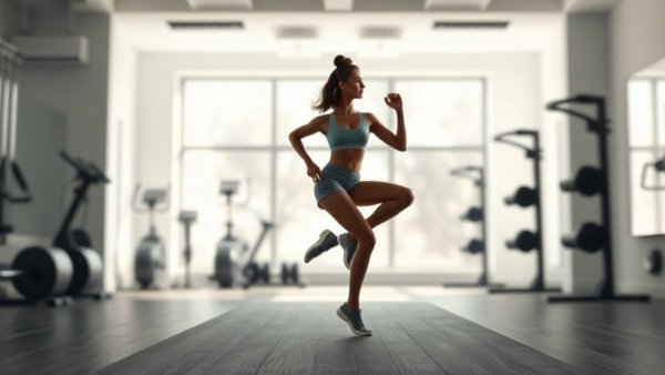 Simple fitness cues for better movement in a cartoon gym scene.