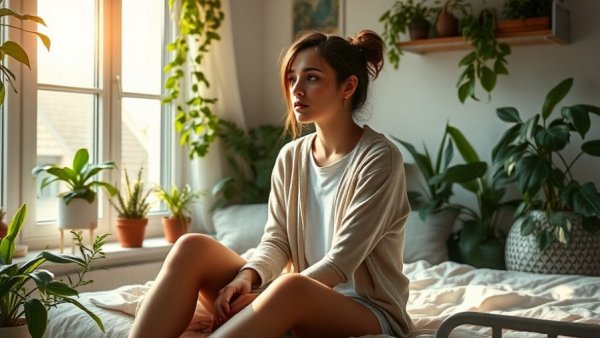 Contemplative woman by window, reflecting on cost of self-abandonment.