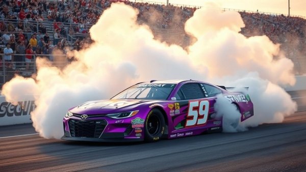 Shane van Gisbergen NASCAR victory burnout with smoke billowing.
