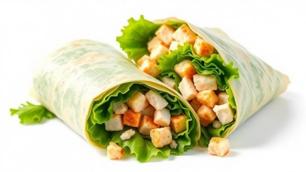 Affordable work lunch recipes: colorful Caesar salad wraps