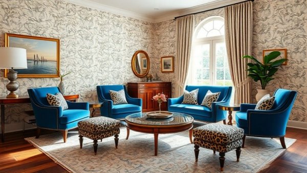 Elegant room showcasing velvet making a comeback with stylish decor.