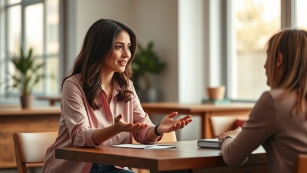 Engaged conversation between two women to stop passive-aggressive behavior.
