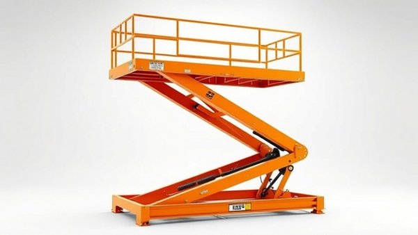 Hydraulic scissor lift for auto repair, displayed against a white background.