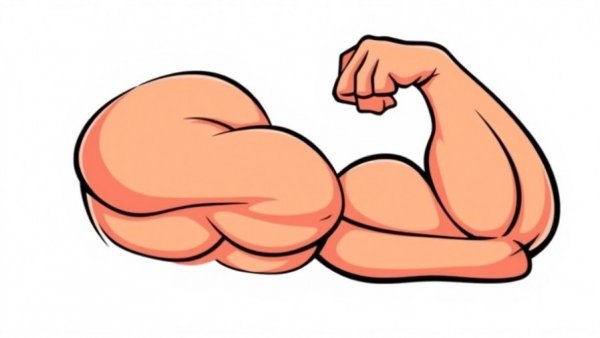 Strong animated bicep flexing for level up your bodyweight workout.