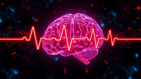 Illustration of brain and waveforms depicting sleep apnea and mental health.