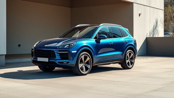 2027 Porsche Cayenne S Electric in urban driveway setting.