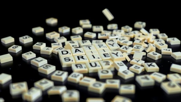 Scrabble tiles in motion symbolizing early dyslexia detection challenges.