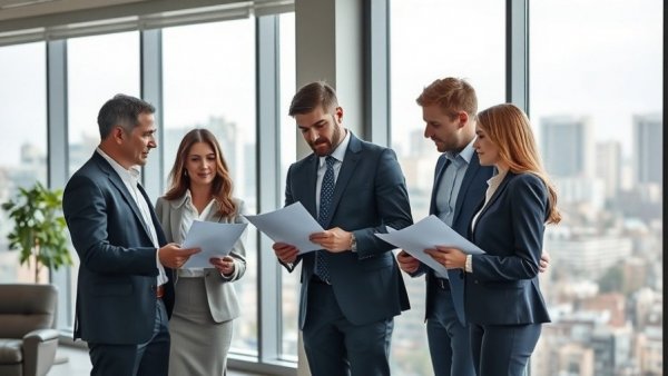Business professionals in a meeting, discussing owner occupied commercial real estate financing options.