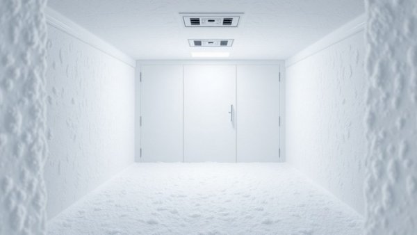 Efficiently organized frosty freezer interior for better energy use.