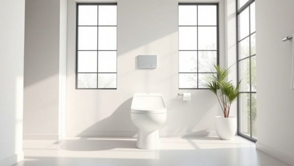 Modern toilet in a bright minimalist bathroom
