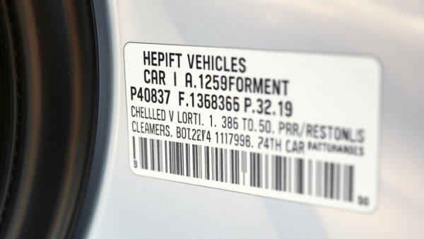 Close-up image of a car door sticker with specifications for car door sticker information.