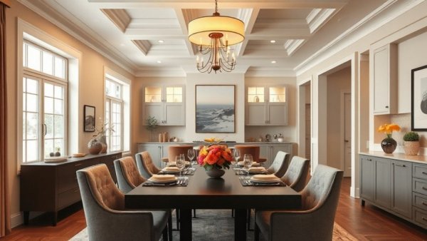 Modern dining room lighting atmosphere with elegant decor