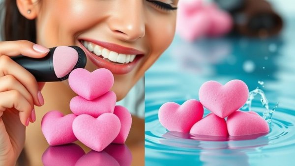 Weird products for women: beauty tool and pink transforming sponges.
