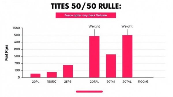 Chart showing the 50/50 training rule reps, weight, total volume