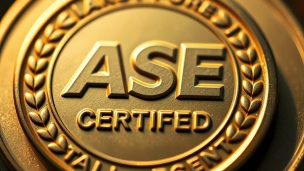ASE certification medallion for auto repair technicians.
