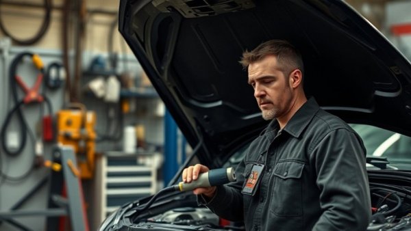 EV isolation testing voltage variation message with open car hood.