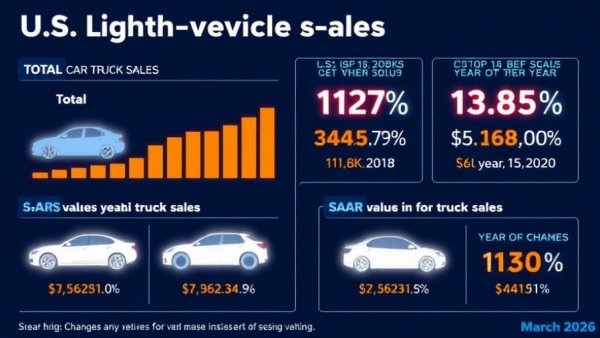 March SAAR auto sales infographic showing U.S. light-vehicle data.