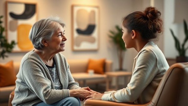 Older woman and girl in therapy discussing CBT for Anxiety in Children.
