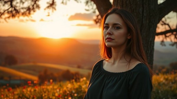 Serene woman reflecting under tree, symbolizing resilience after surgery.