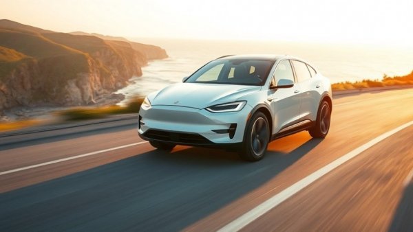 Rivian R2 range SUV driving along scenic coastal road.