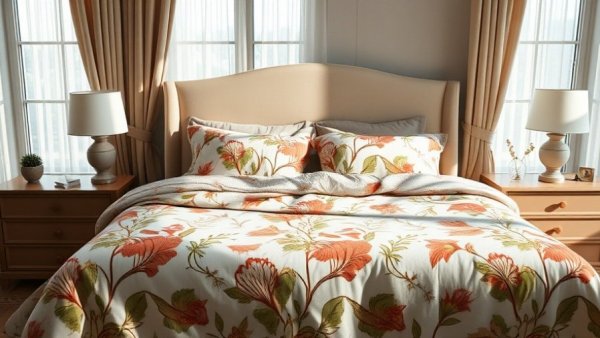 Elegant bedroom with lightweight floral quilt for summer nights