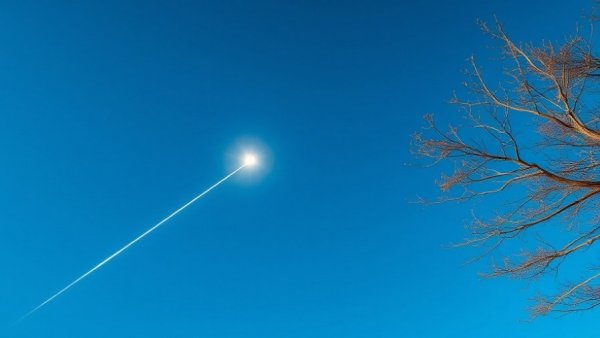 Fireball Meteor Northeast captured in blue sky over New Jersey.